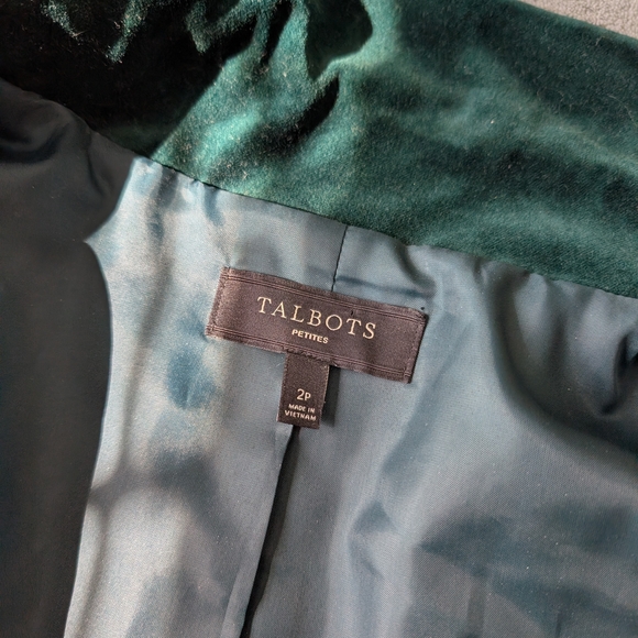 Talbot's Women's Green Velvet Button Lined 100% Cotton Jacket Size 2P - Picture 9 of 10